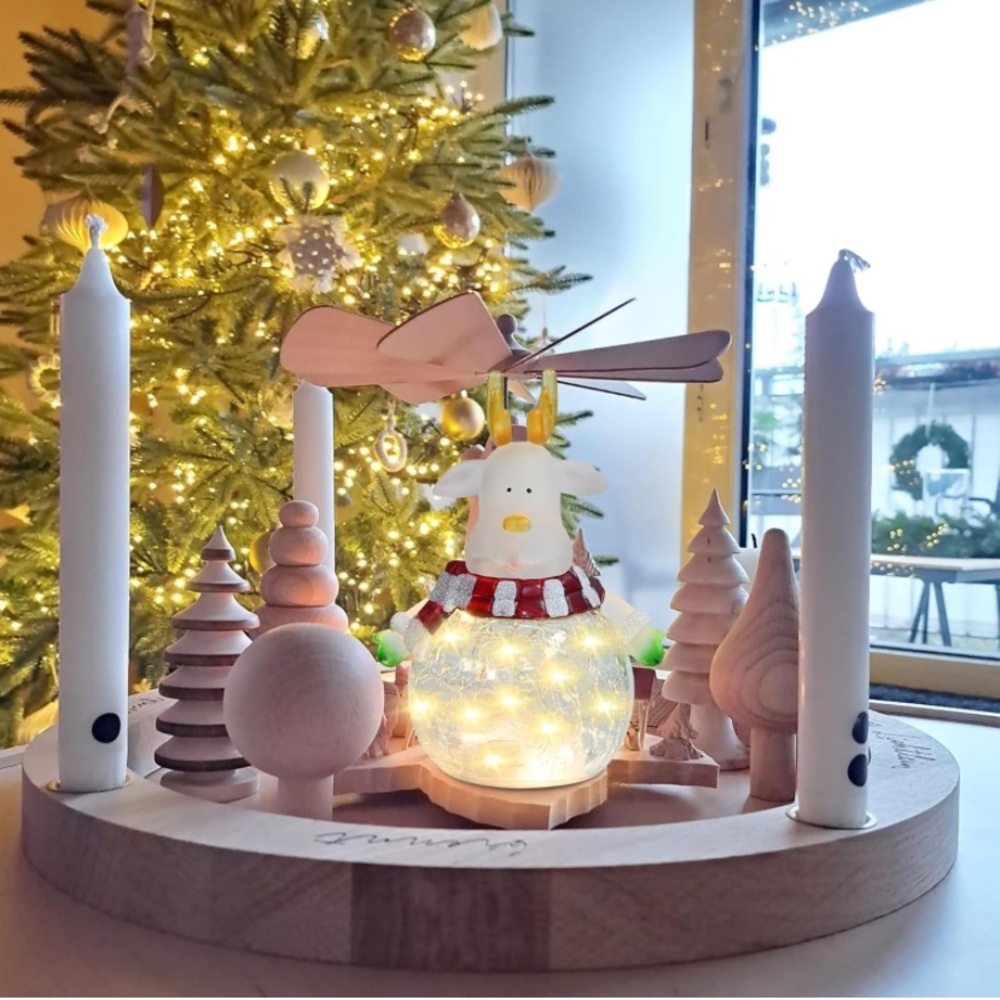 Christmas Deer Crackled Globe Light Decoration LED Lights battery operated
